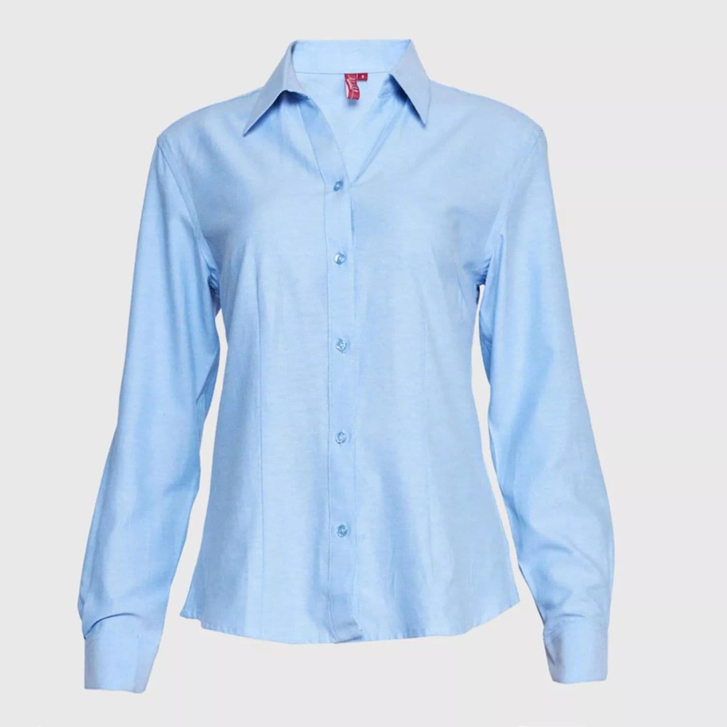 Blusa Oxford Cuello V - Celeste